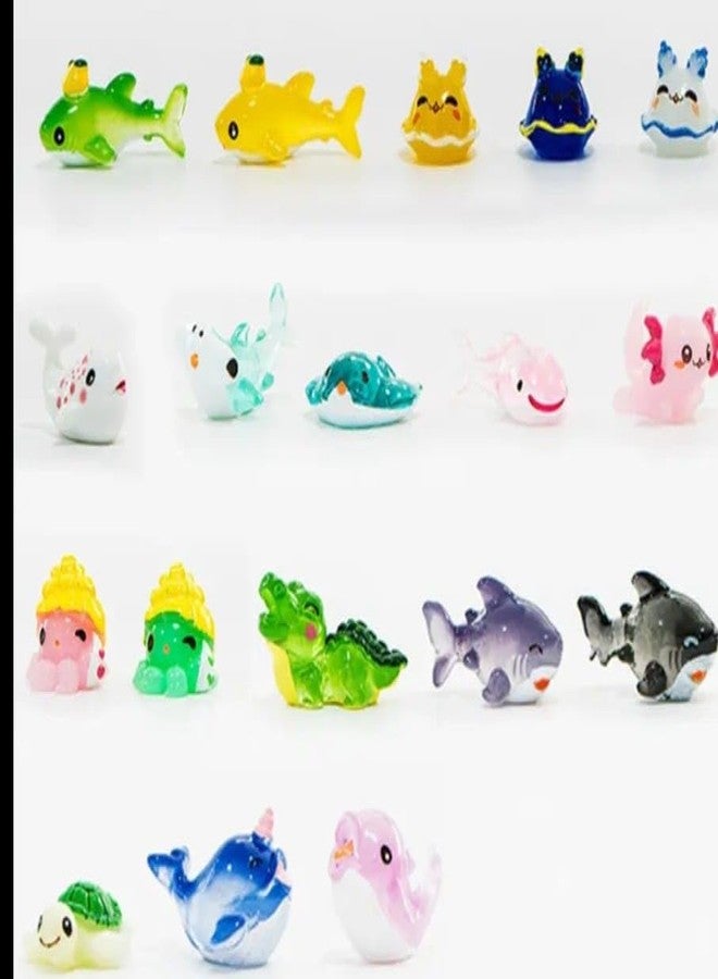 VRB Dec مجموعة تحف مصغرة من VRB Dec لتزيين المنزل، لوحة قيادة السيارة، عيد الحب، غرفة المعيشة، هدايا، تماثيل، أدوات تزيين الكيك، تماثيل لتزيين المنزل. (18 قطعة من حيوانات المحيط المصغرة) - Image 2